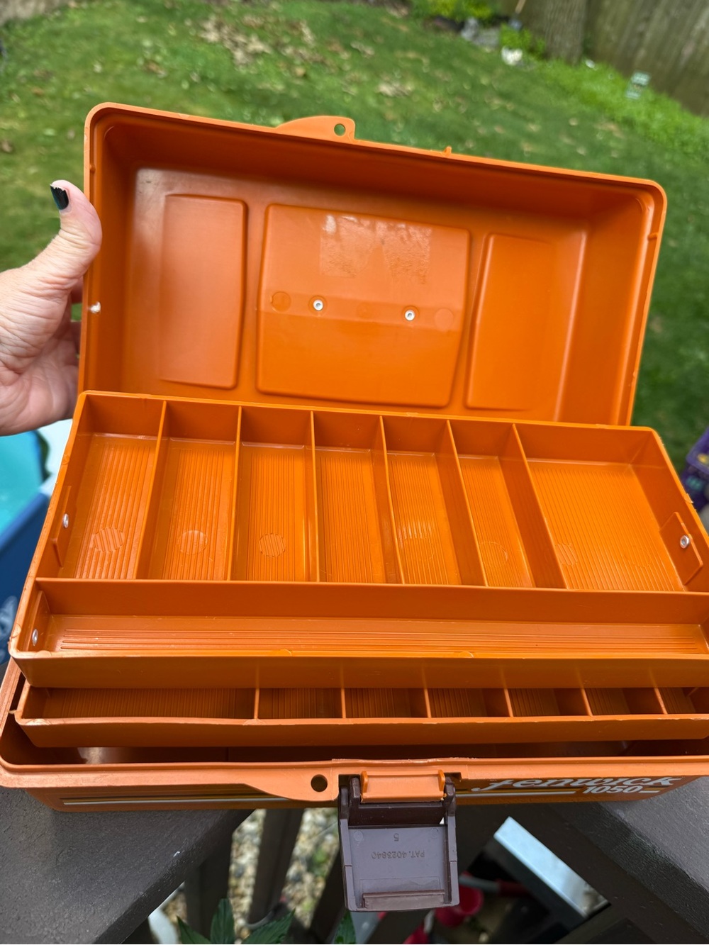 Vintage Fenwick Woodstream 1050 Tackle Box Orange, 2 Trays, 15 Comp - Picture 3 of 11
